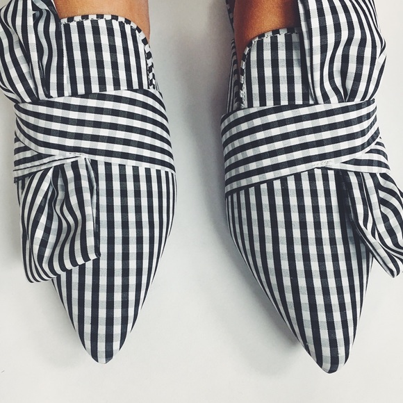 Last 1✨Chelsea Gingham Black & White Pointy Mules - Picture 4 of 8